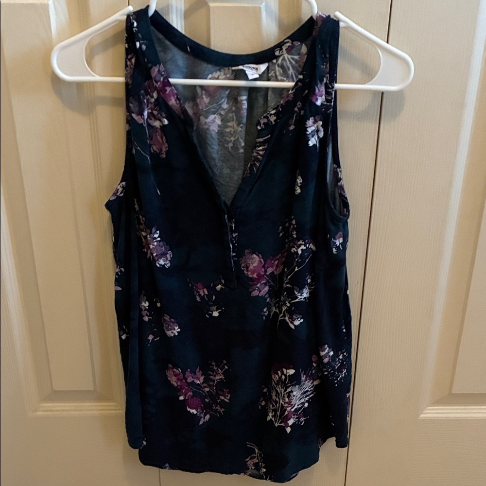 Sonoma Blue and Purple Floral Tank Top